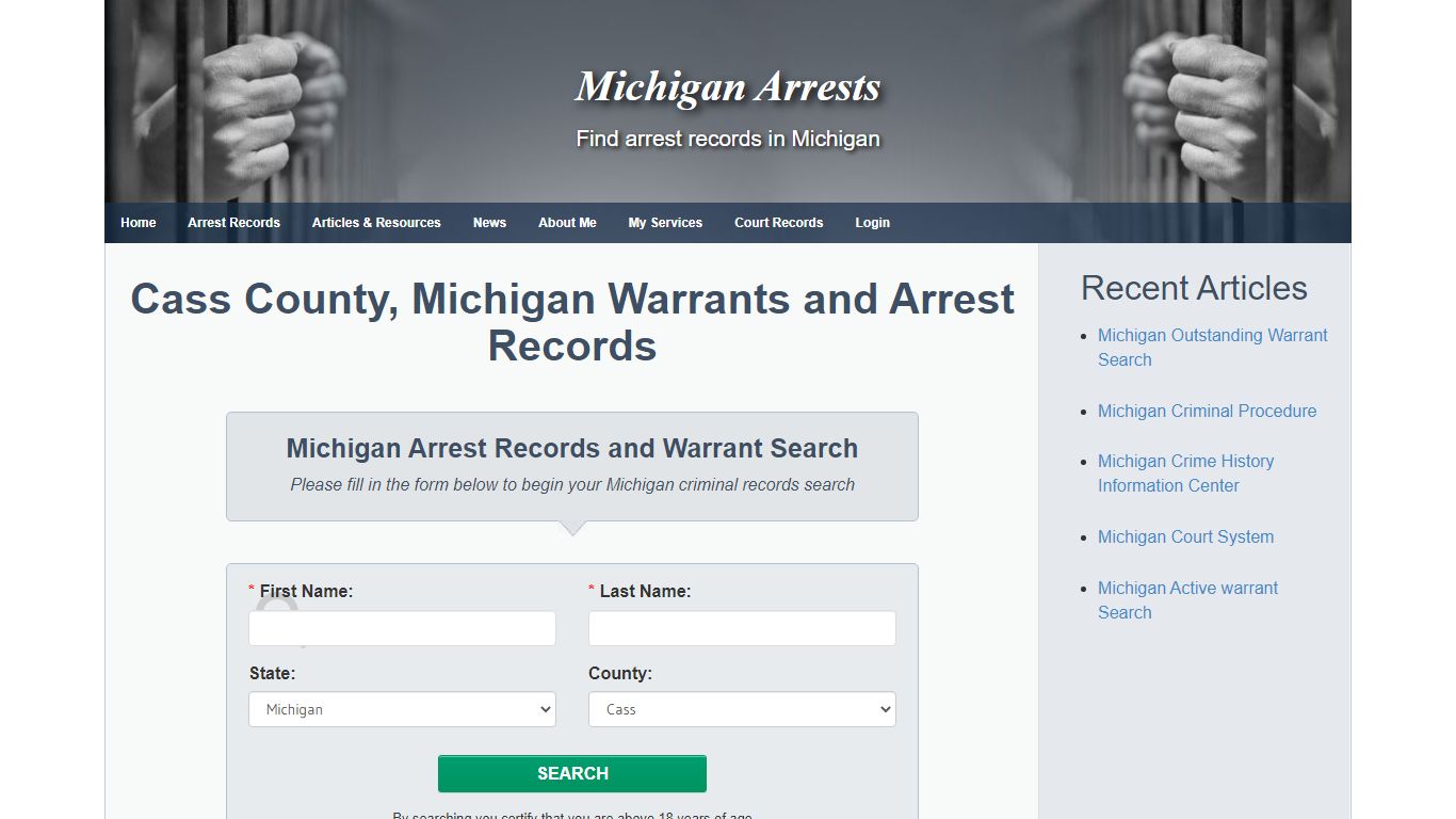 Cass County, Michigan Warrants and Arrest Records